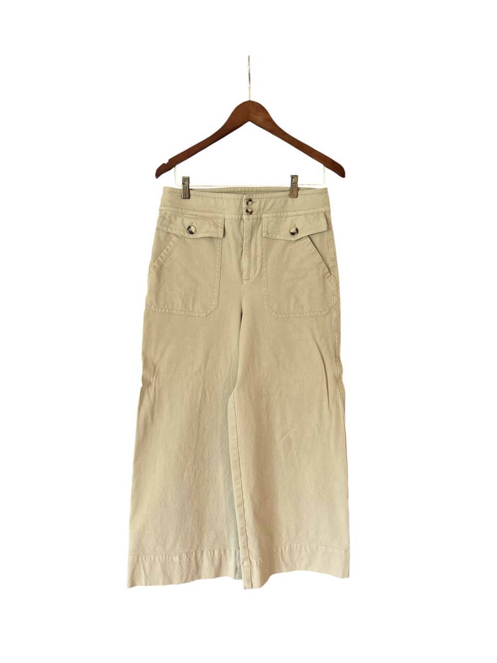 J. Crew Wide-Leg Cropped Pants in Khaki